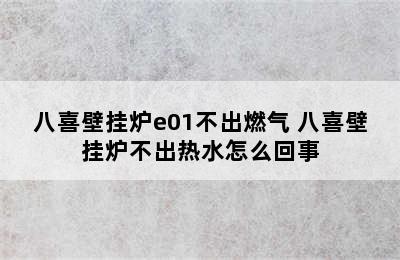 八喜壁挂炉e01不出燃气 八喜壁挂炉不出热水怎么回事